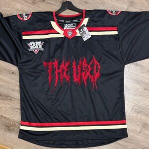 Men’s The Used band Black and Red Hockey Jersey NWT
